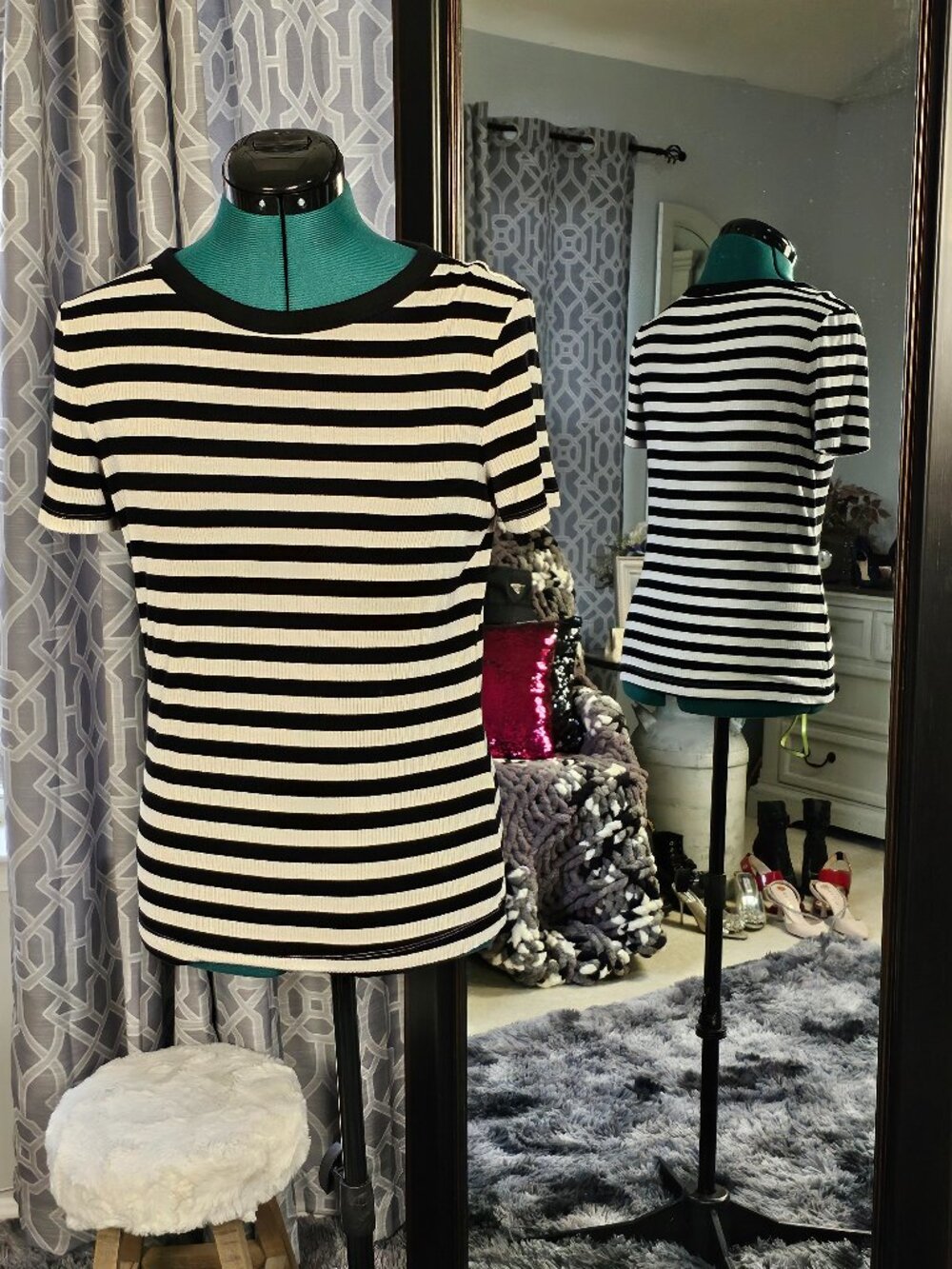 On 34th Ribbed Striped Top, Size M